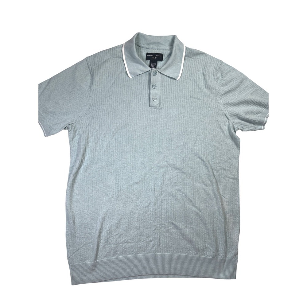 Shaquille O'Neal Polo Shirt Men's Size XL Light Blue Ribbed Knit‎ Point Collar
